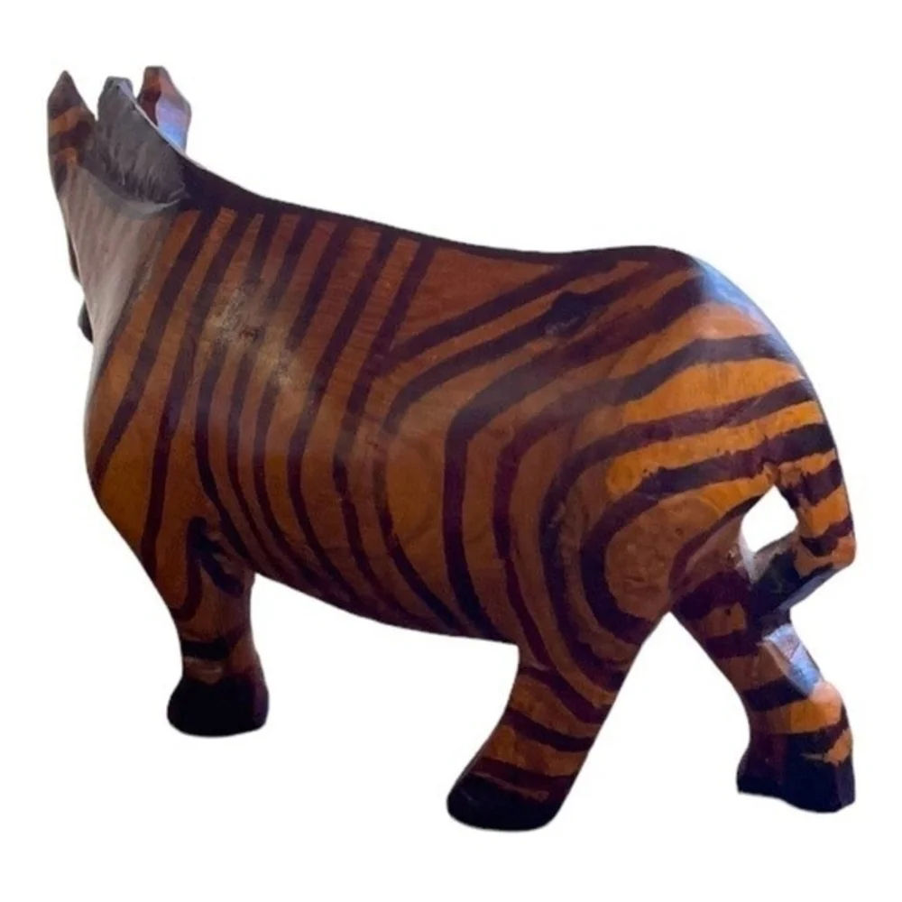 African Hand Carved Wood Zebra Statue 7